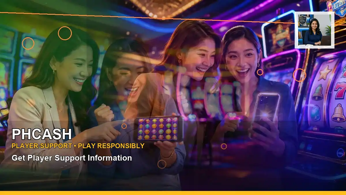 PHCASH cashback rewards with an adult casino host and wide reel display